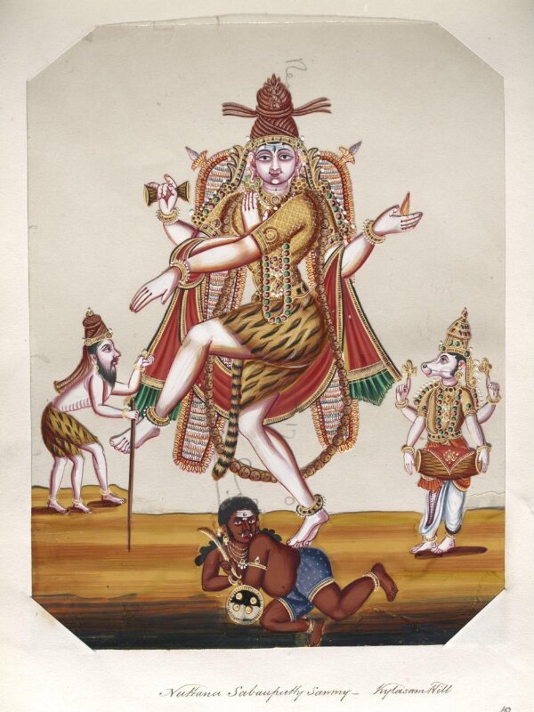 One of seventeen mica paintings depicting Hindu deities.