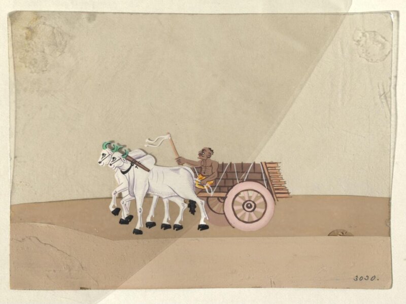 One of twelve drawings depicting methods of transport