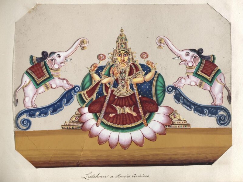 One of seventeen mica paintings depicting Hindu deities.