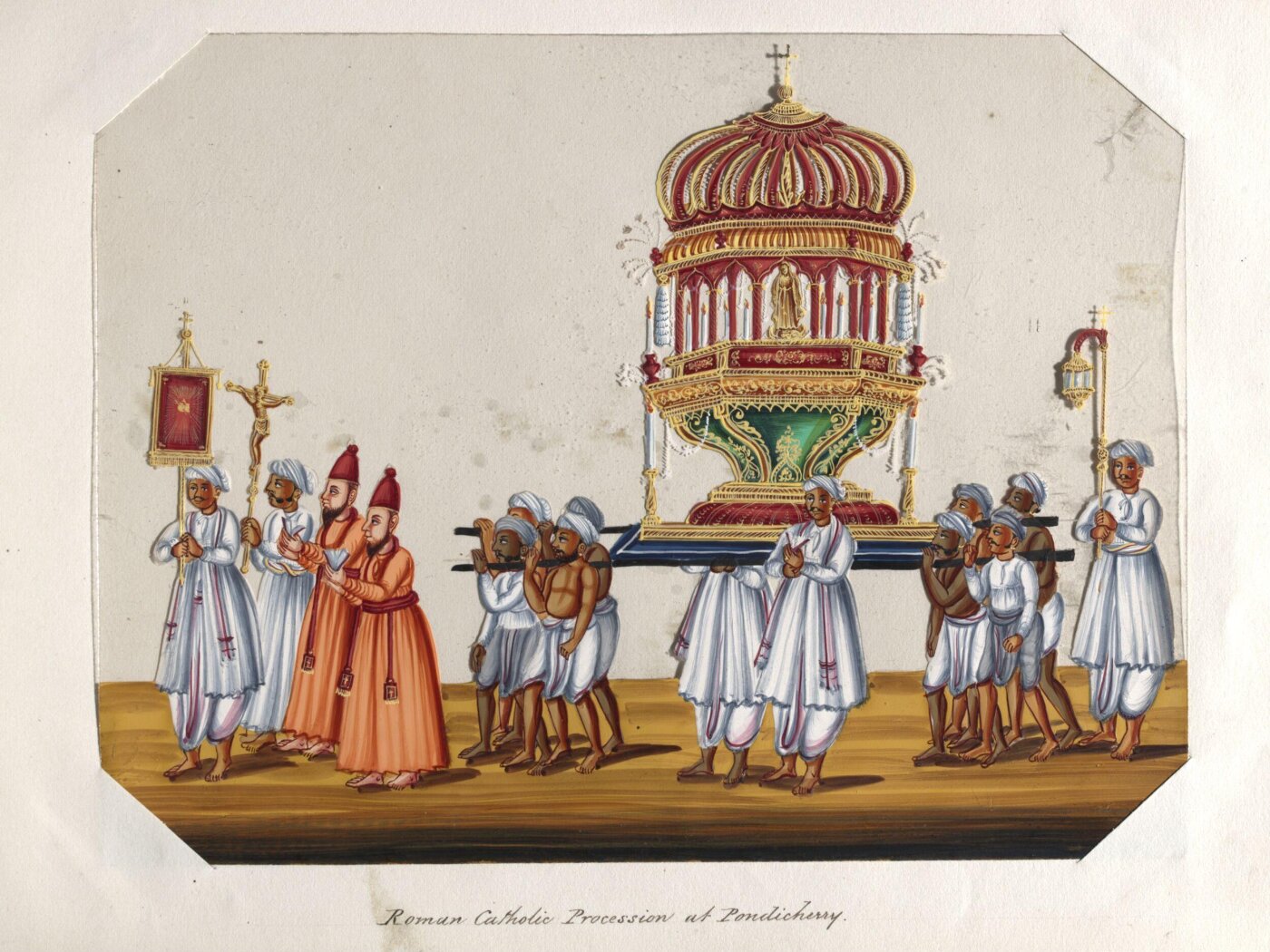 Unknown, One of twenty mica paintings depicting Hindu deities and festival processions with decorated cars.