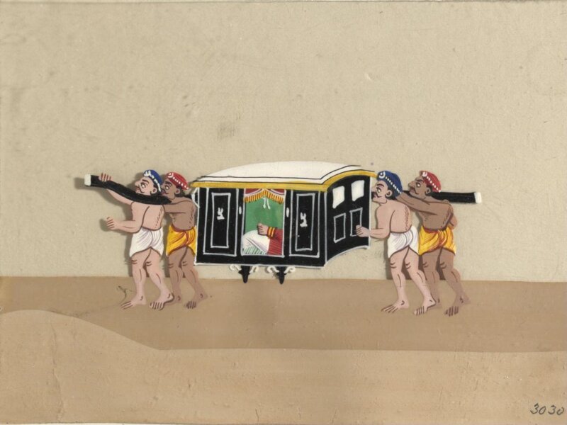 One of twelve drawings depicting methods of transport