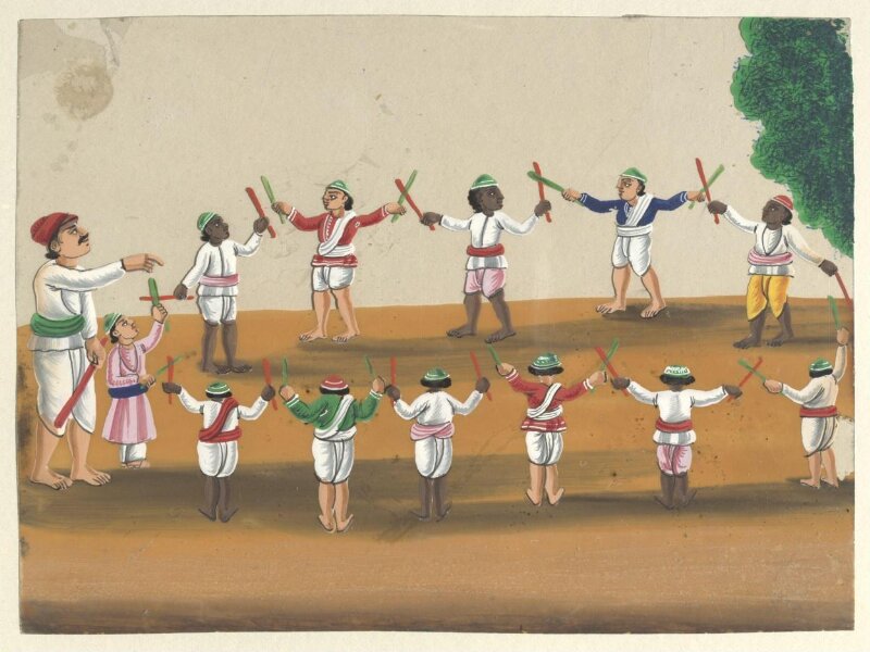 One of eleven paintings depicting schools.