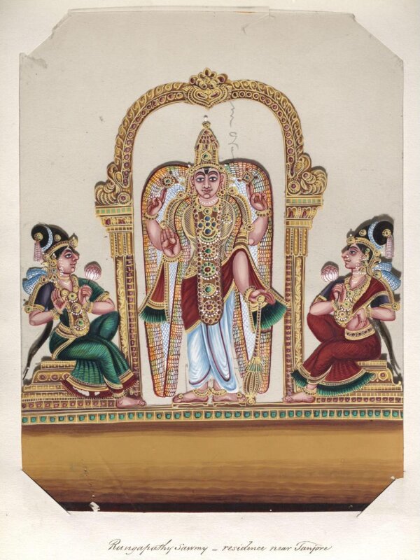 One of seventeen mica paintings depicting Hindu deities.