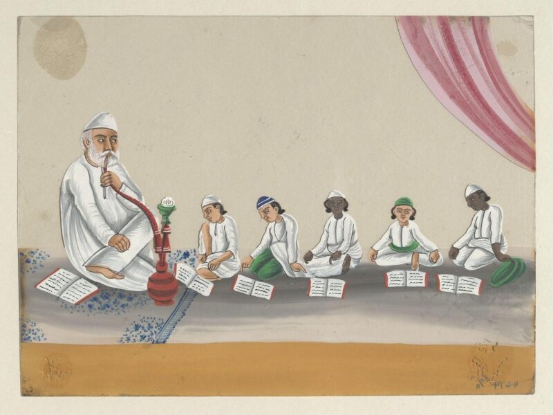 One of eleven paintings depicting schools.