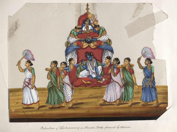 One of twenty mica paintings depicting Hindu deities and festival processions with decorated cars. top image