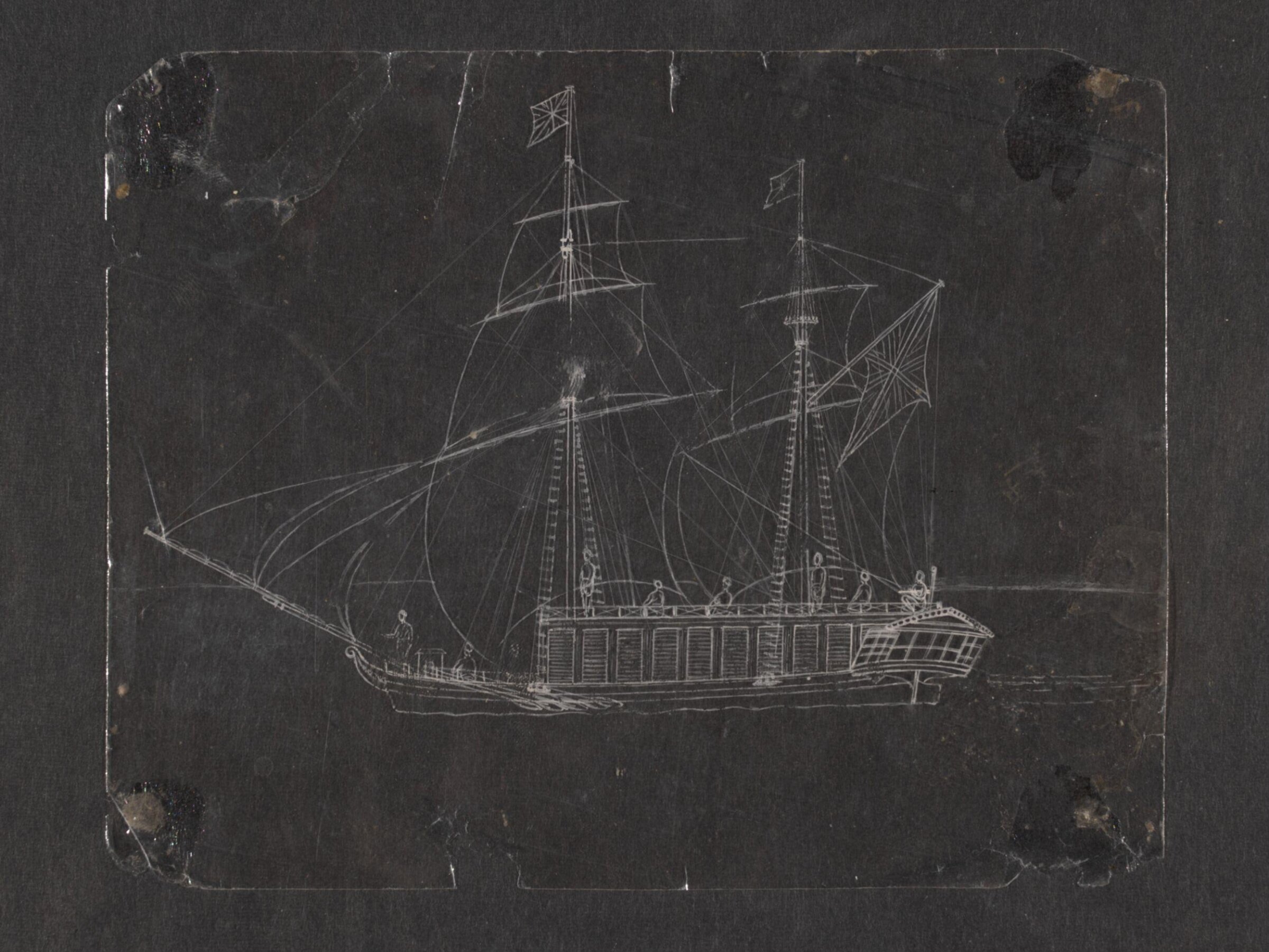 One of sixty-three paintings depicting occupations, festivals and ships., ca.1830