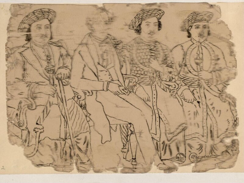 One of forty-five drawings of Muharram scenes, occupations, festivals and ceremonies.