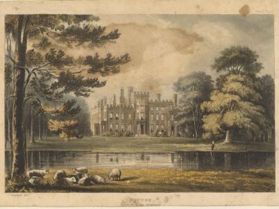 A group of eight lithographs depicting country houses in Britain