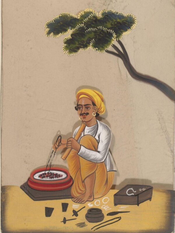 One of forty paintings illustrating modes of transport, occupations, entertainers, ascetics and Muharram subjects.