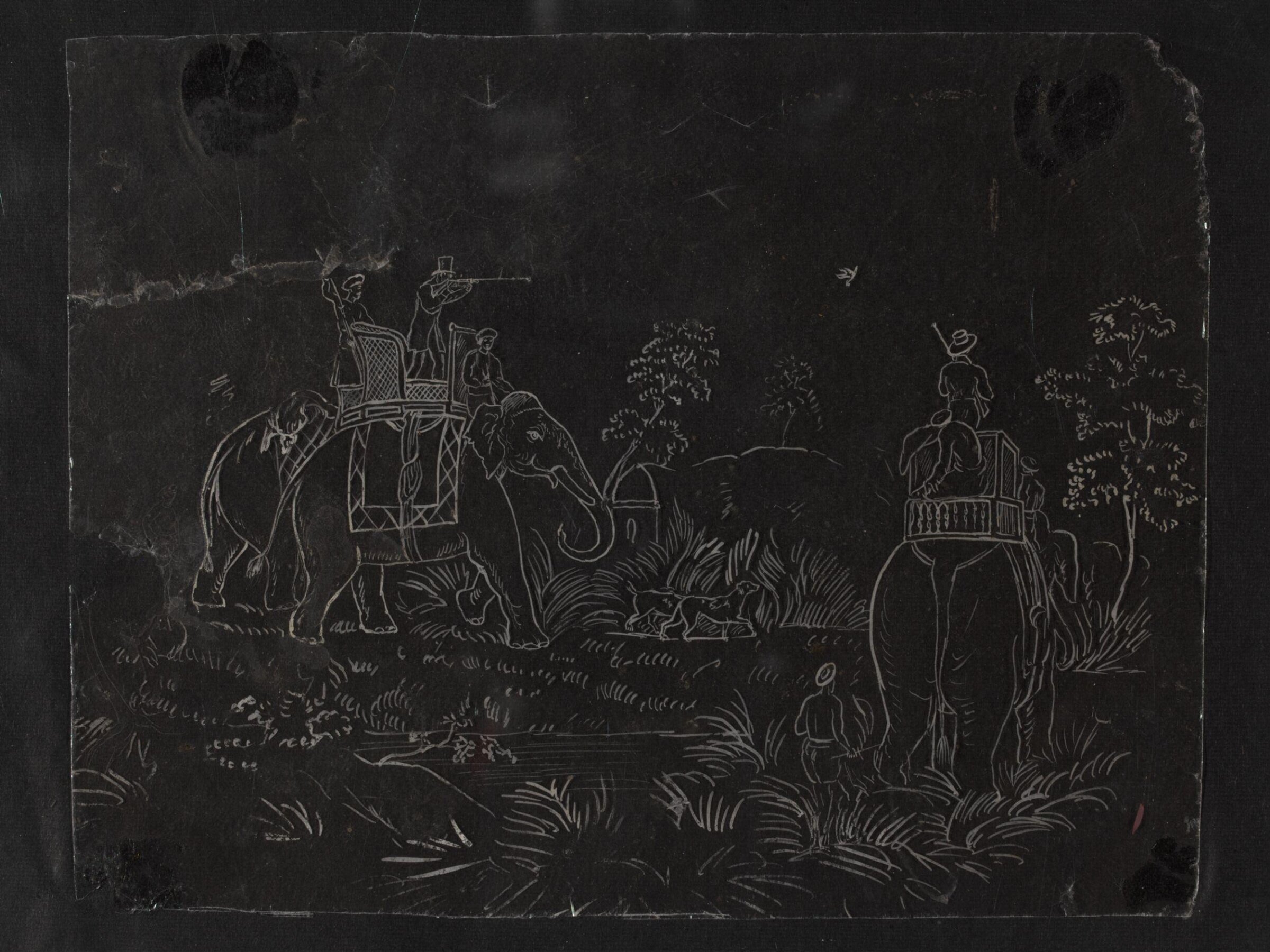One of twenty-seven paintings, mainly depicting hunting scenes., ca.1835