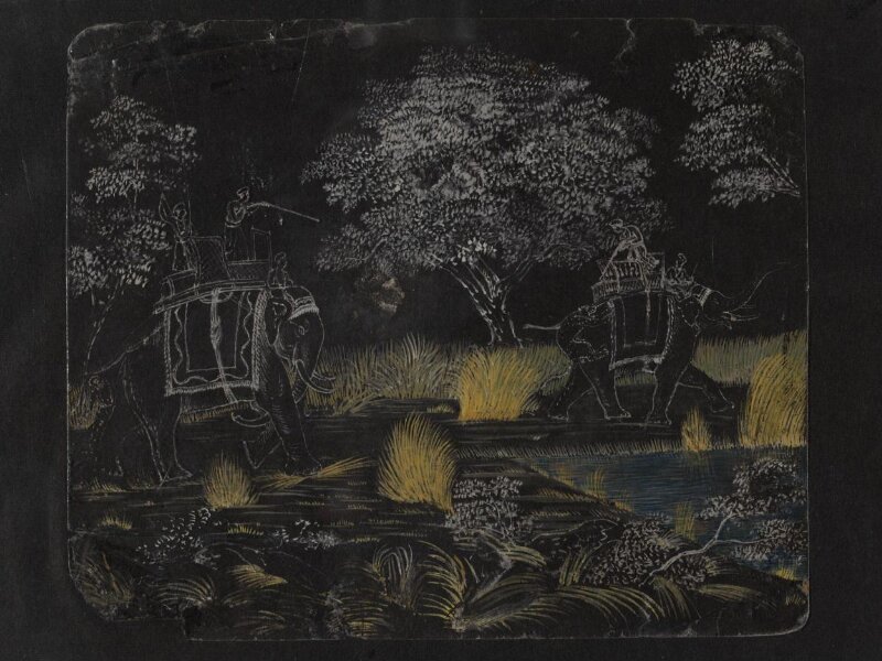 One of twenty-seven paintings, mainly depicting hunting scenes.
