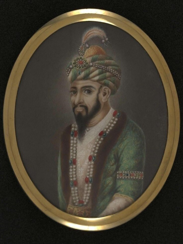 One of twelve miniatures depicting Mughal rulers of India; head and shoulders in profile. top image