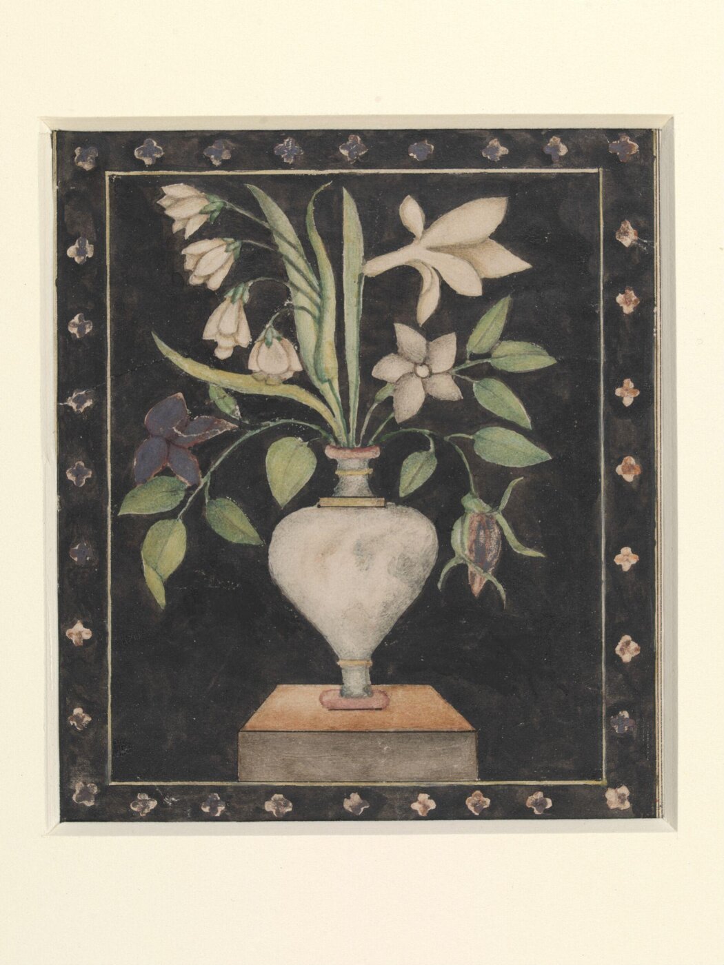 Unknown, One of Seven details of pietra-dura work showing flowers an birds on the walls of the Diwan-i Am, Delhi Fort.