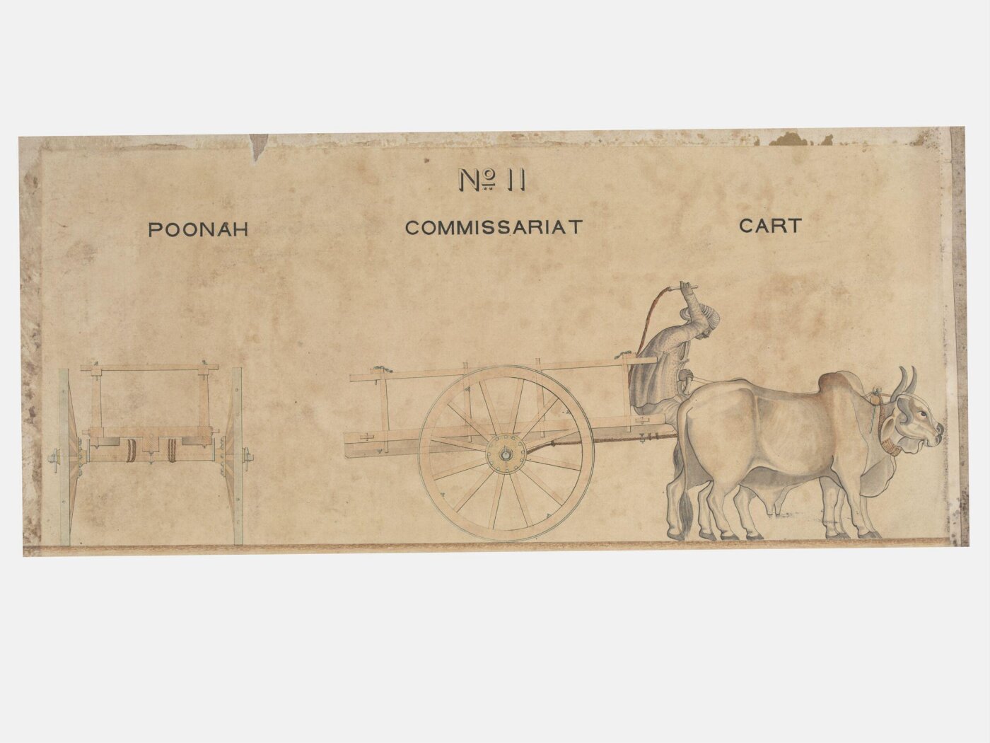 Unknown, One of twenty-one drawings of various types of indigenous conveyance in Poona showing side view and section.