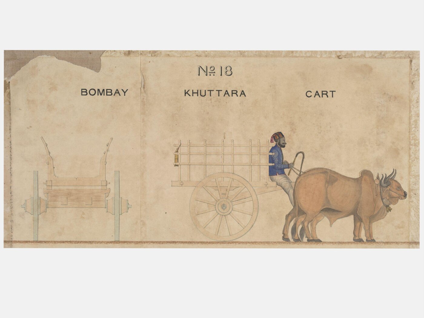 Unknown, One of twenty-one drawings of various types of indigenous conveyance in Poona showing side view and section.