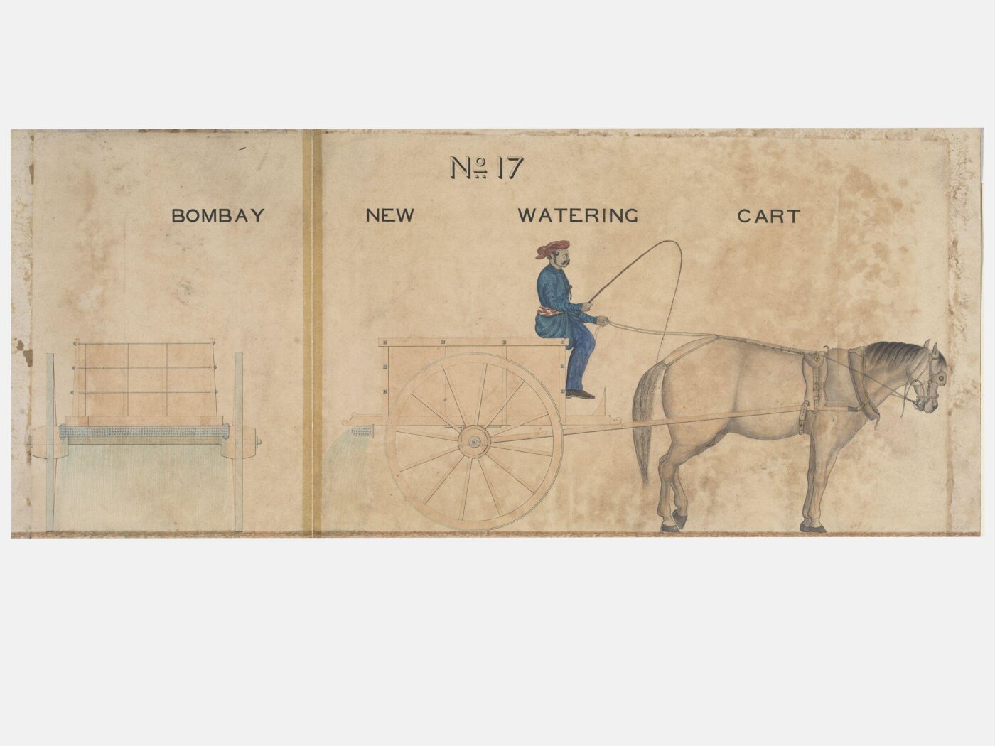 Unknown, One of twenty-one drawings of various types of indigenous conveyance in Poona showing side view and section.