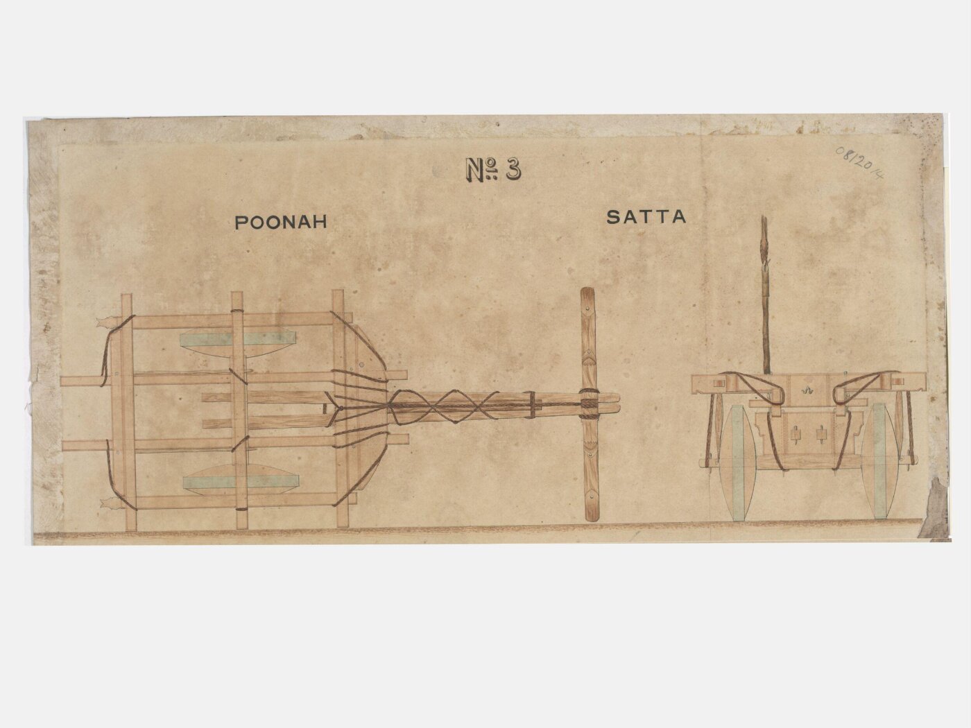 Unknown, One of twenty-one drawings of various types of indigenous conveyance in Poona showing side view and section.
