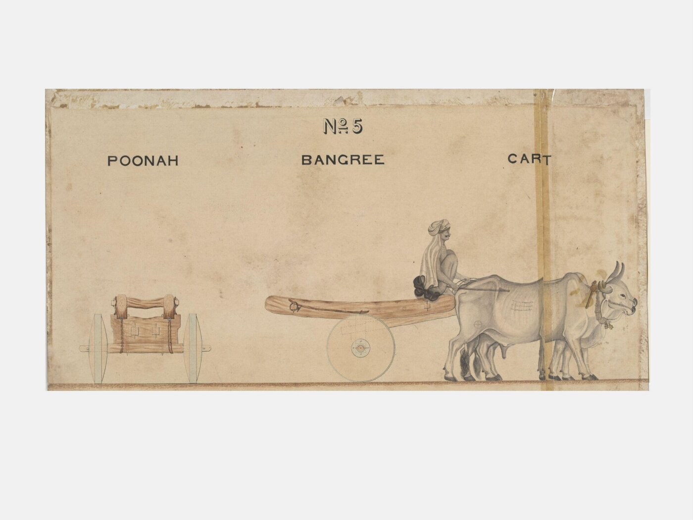 Unknown, One of twenty-one drawings of various types of indigenous conveyance in Poona showing side view and section.