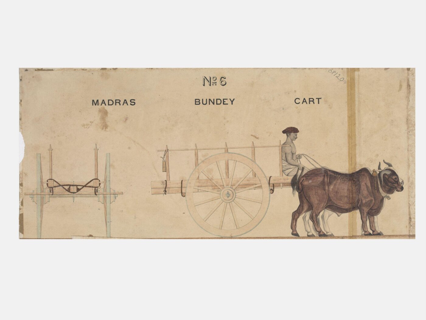 Unknown, One of twenty-one drawings of various types of indigenous conveyance in Poona showing side view and section.