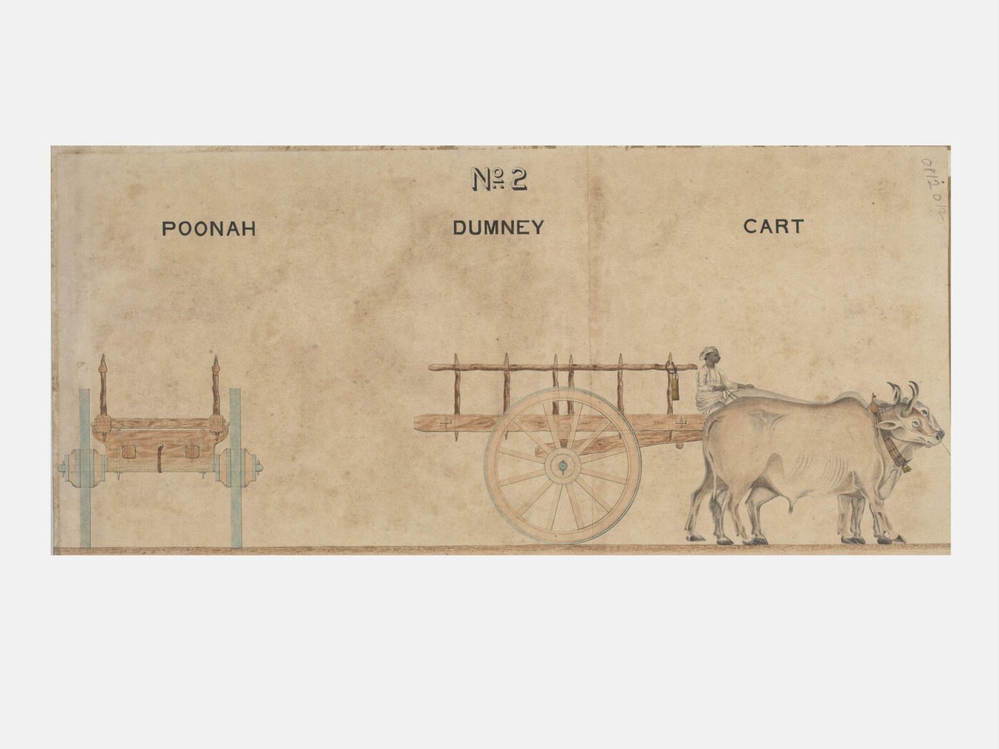 Unknown, One of twenty-one drawings of various types of indigenous conveyance in Poona showing side view and section.