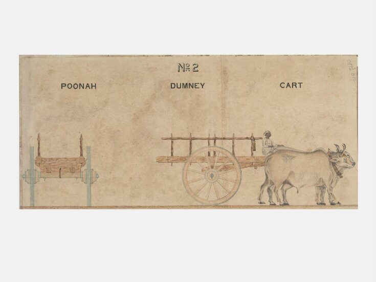 One of twenty-one drawings of various types of indigenous conveyance in Poona showing side view and section. top image