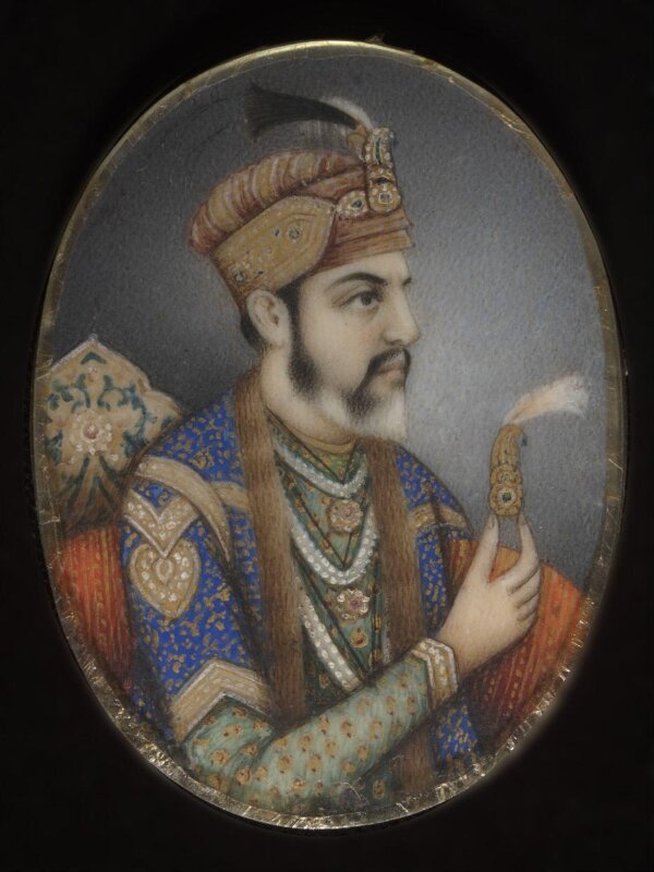 Four miscellaneous miniatures of Mughal emperors and an unidentified ruler. 