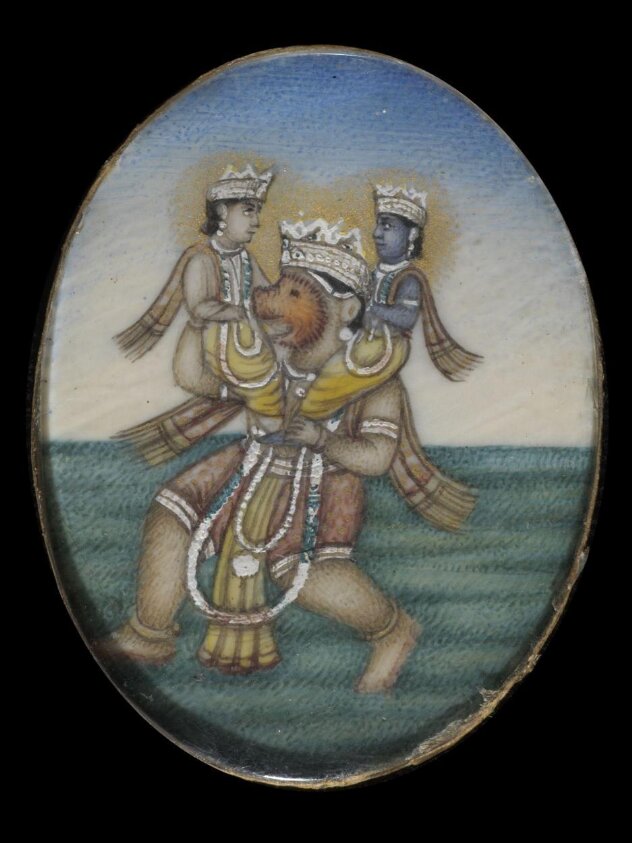 One of nine paintings depicting Hindu deities.