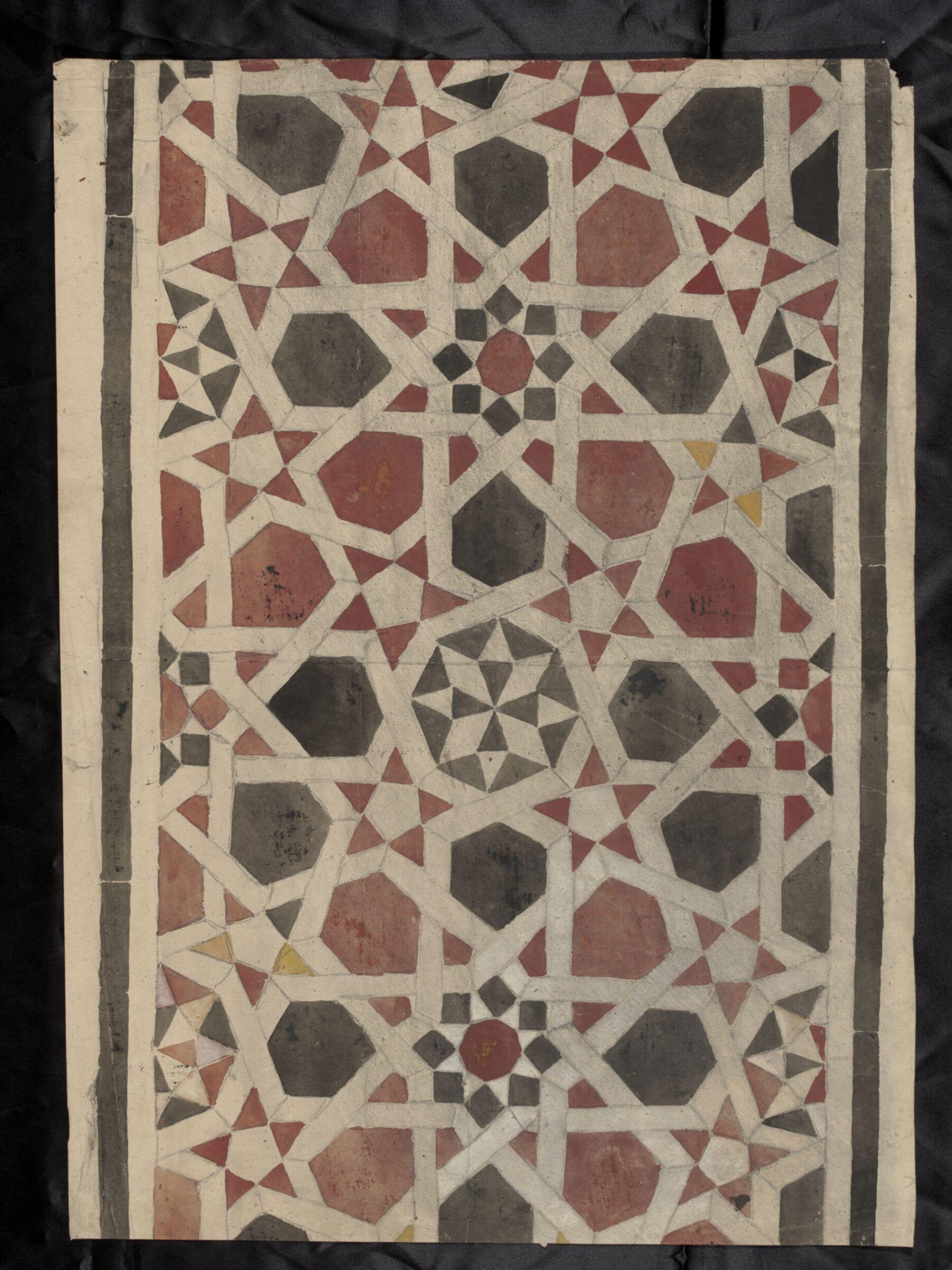 One of 16 drawings and tracings of Saracenic pavements, ornament, lattices etc in Cairo, Frank Dillon, 1823-1909