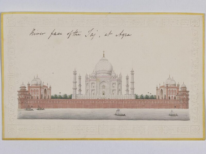 View of the Taj Mahal from across the Jumna river.