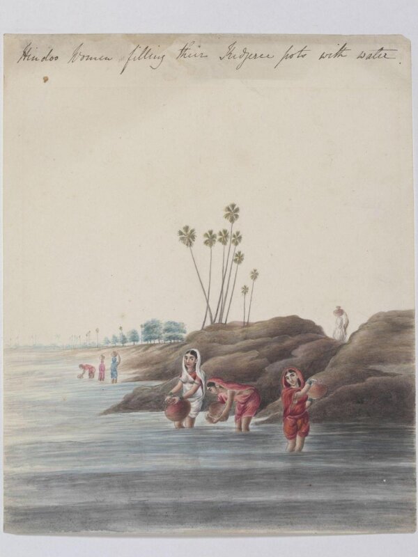 Hindu women filling their Kedjeree pots with water