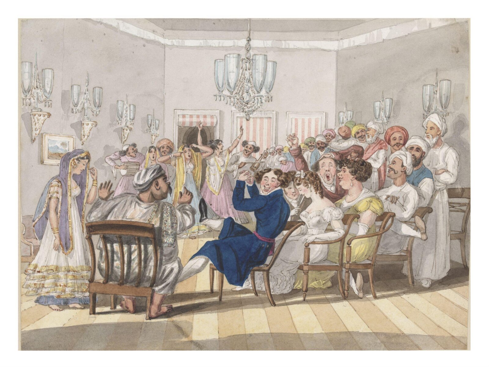 Nob Kishen's nautch party, Charles D'Oyly, 1825-1828