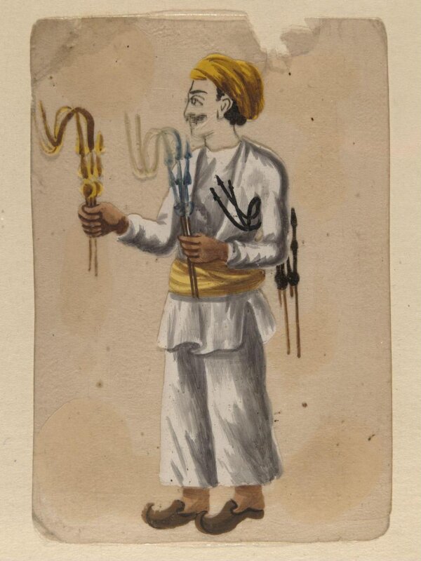 One of four costume cards and seven mica overlays.