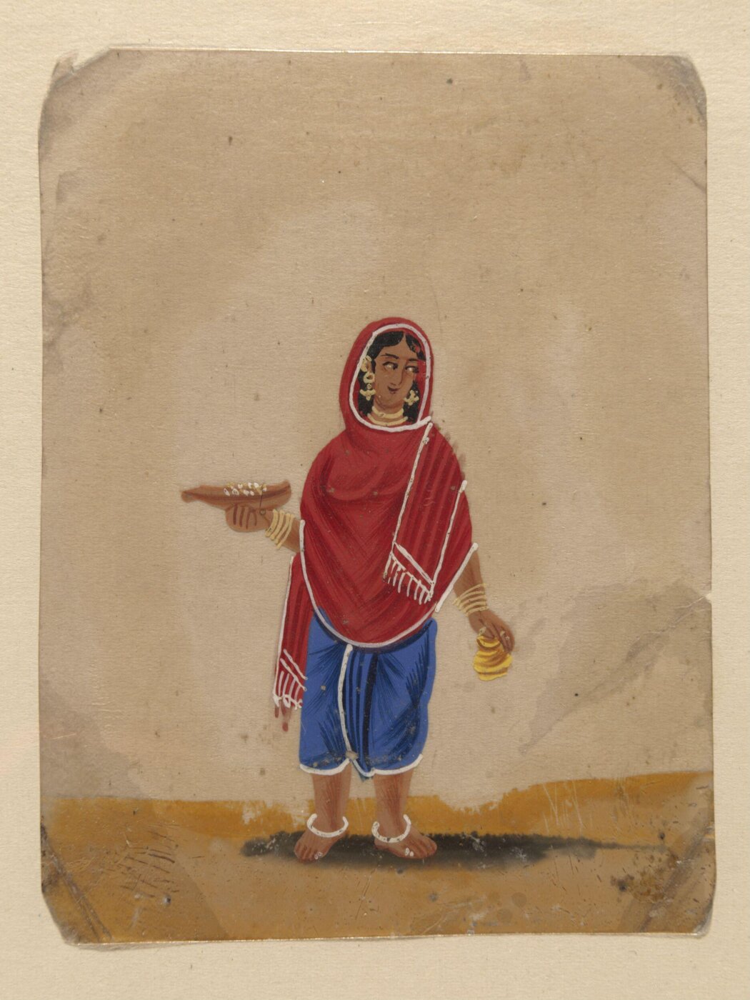 Unknown, One of four costume cards and seven mica overlays.