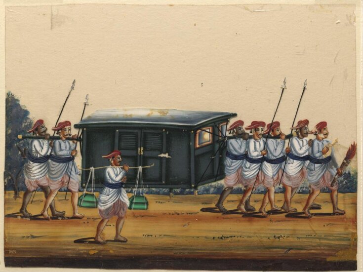 A palanquin with six carriers Unknown V&A Explore The Collections