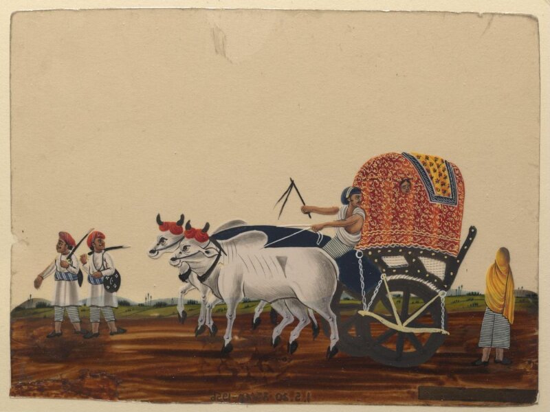 One of forty paintings illustrating modes of transport, occupations, entertainers, ascetics and Muharram subjects.