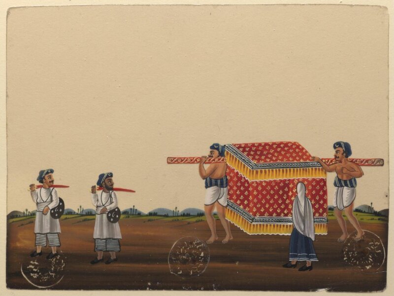 One of forty paintings illustrating modes of transport, occupations, entertainers, ascetics and Muharram subjects.