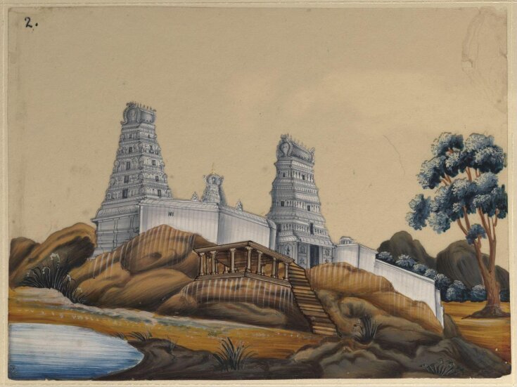 One of sixteen paintings of unidentified South Indian temples. top image