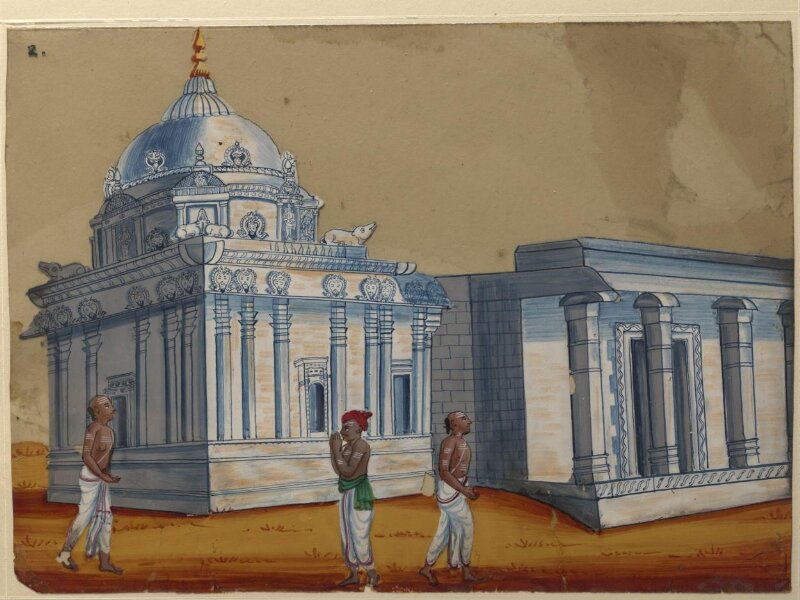 One of sixteen paintings of unidentified South Indian temples.