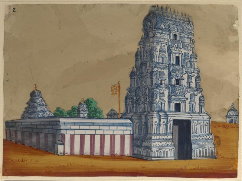 One of sixteen paintings of unidentified South Indian temples.