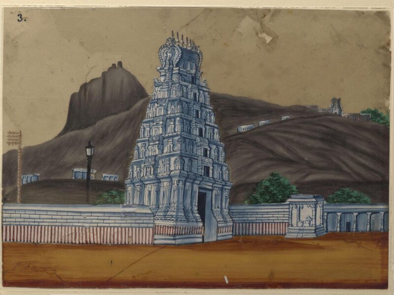 One of sixteen paintings of unidentified South Indian temples.