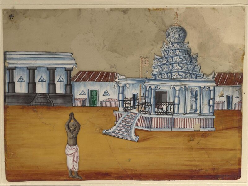 One of sixteen paintings of unidentified South Indian temples.