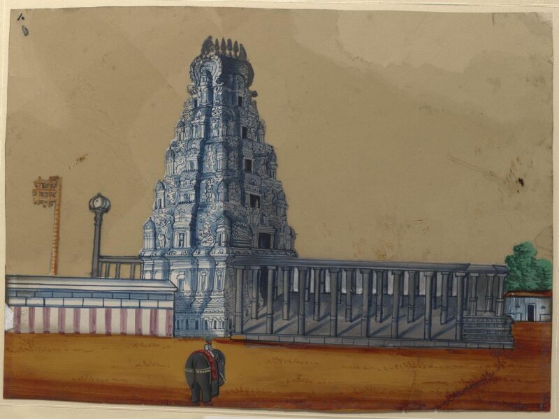 One of sixteen paintings of unidentified South Indian temples.