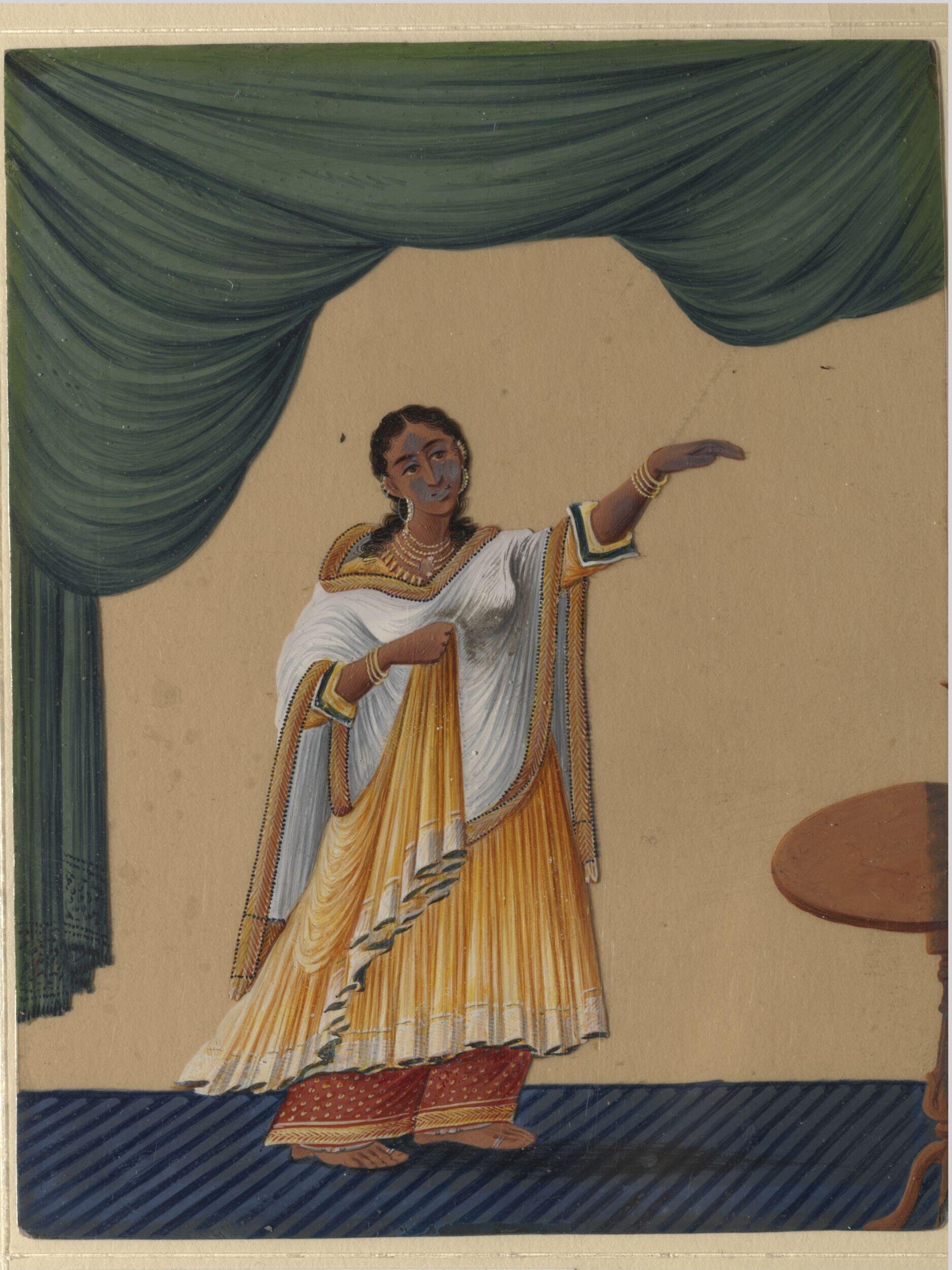 One of twelve drawings of musicians and dancing-girls. by Unknown