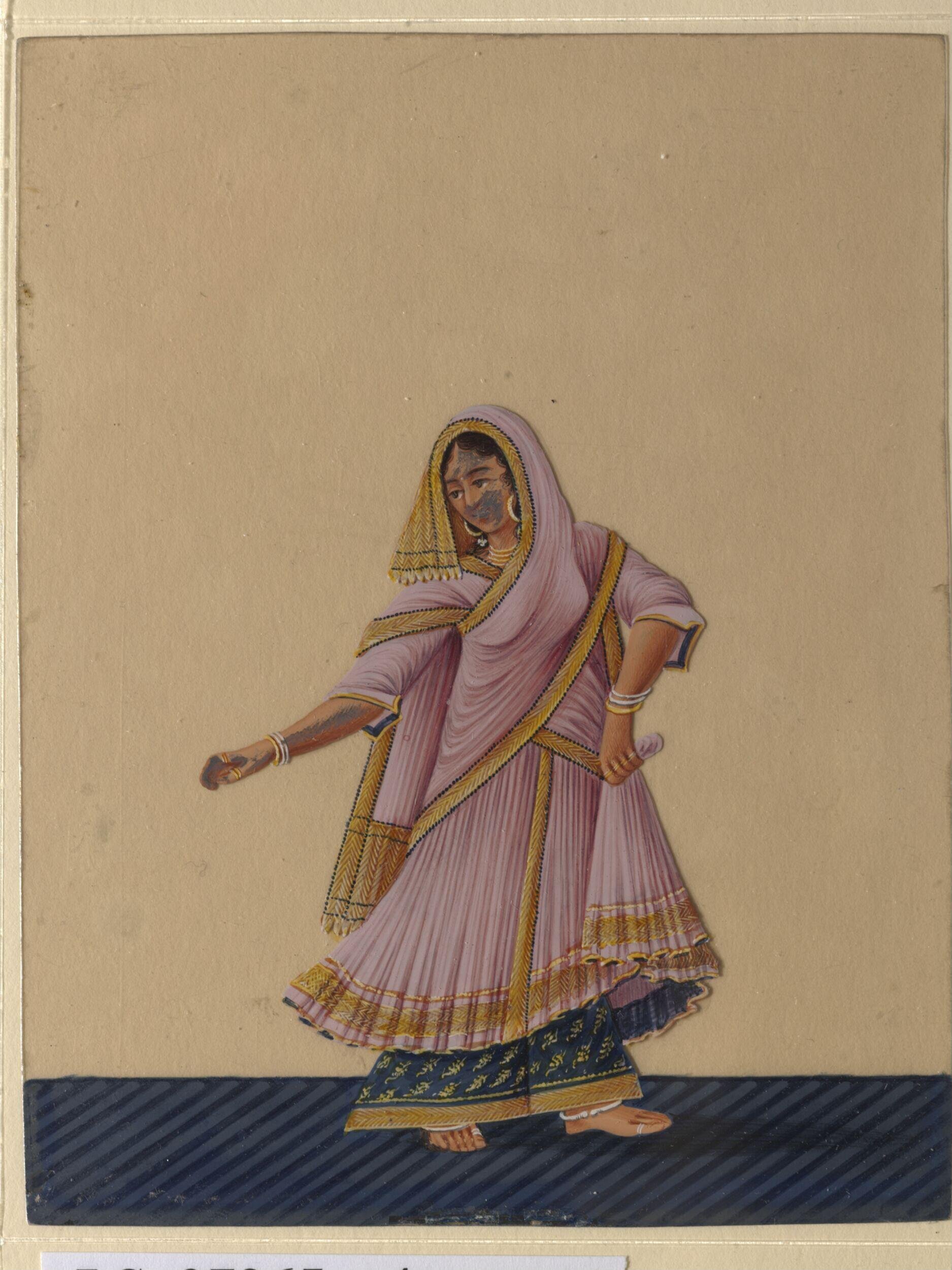 One of twelve drawings of musicians and dancing-girls. by Unknown