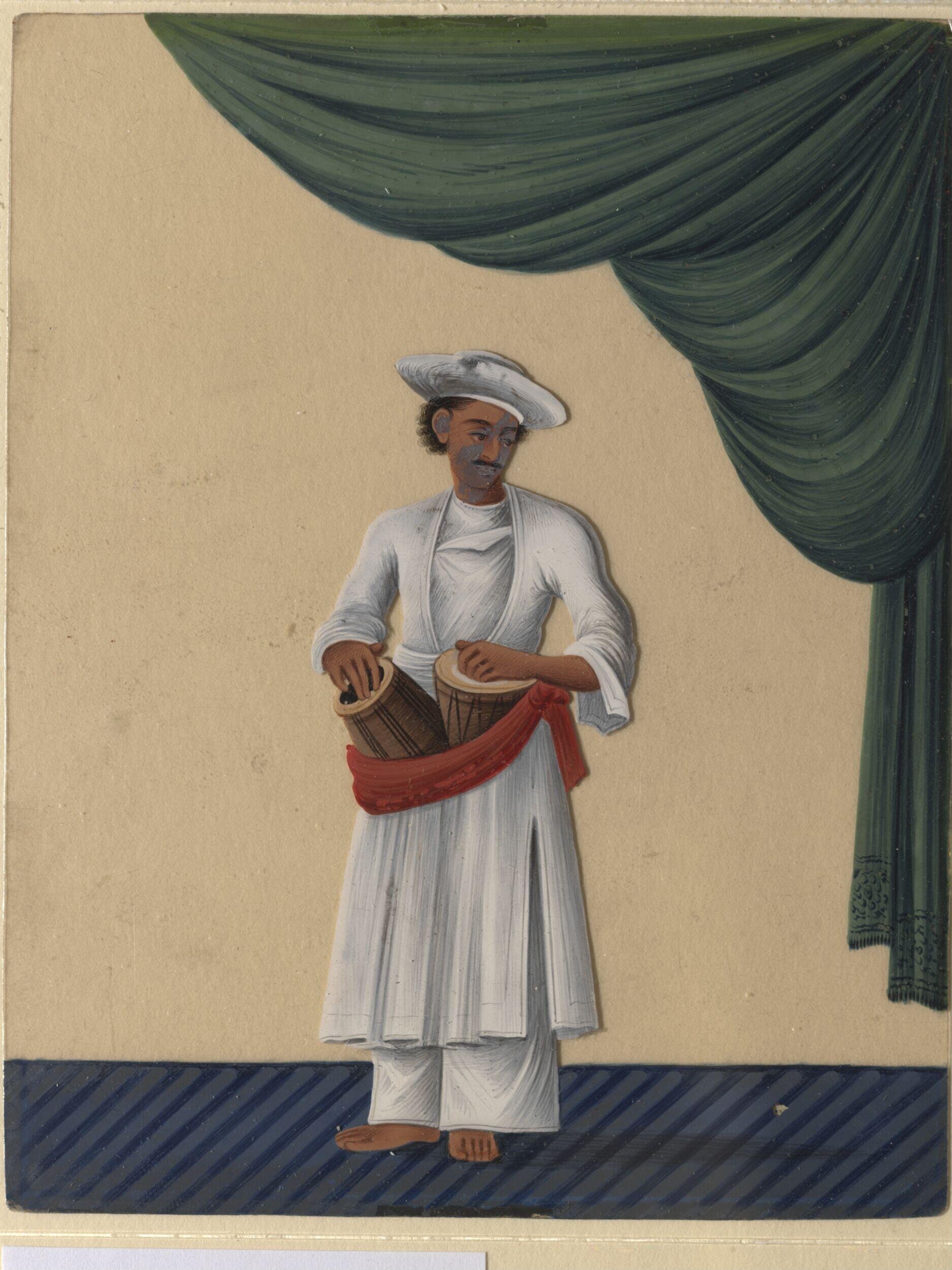 One of twelve drawings of musicians and dancing-girls. by Unknown