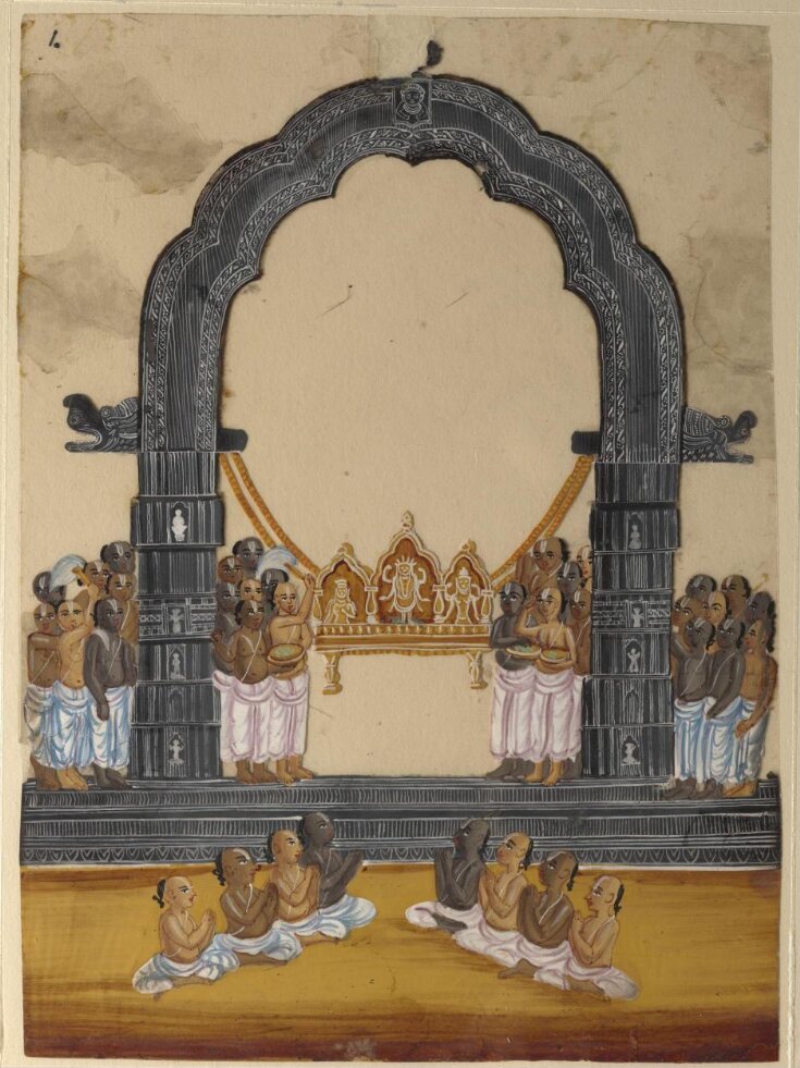 One of eight paintings of unidentified Hindu temples in South India top image