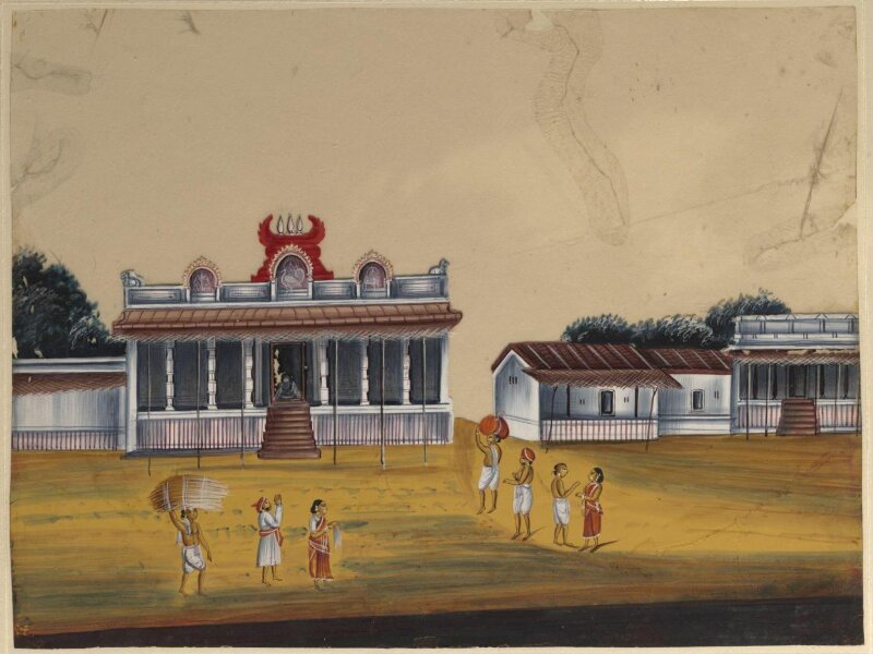 One of eight paintings of unidentified Hindu temples in South India