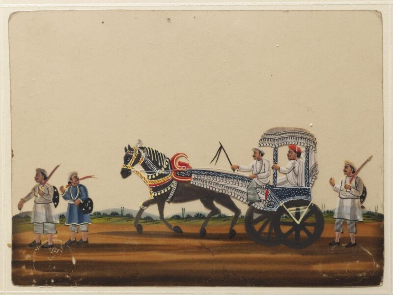 One of forty paintings illustrating modes of transport, occupations, entertainers, ascetics and Muharram subjects.