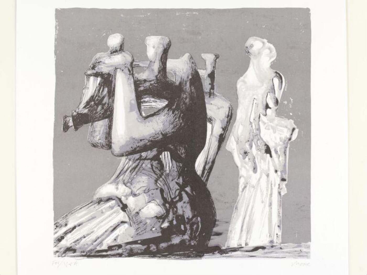 Henry Moore, Mother and Child dark background