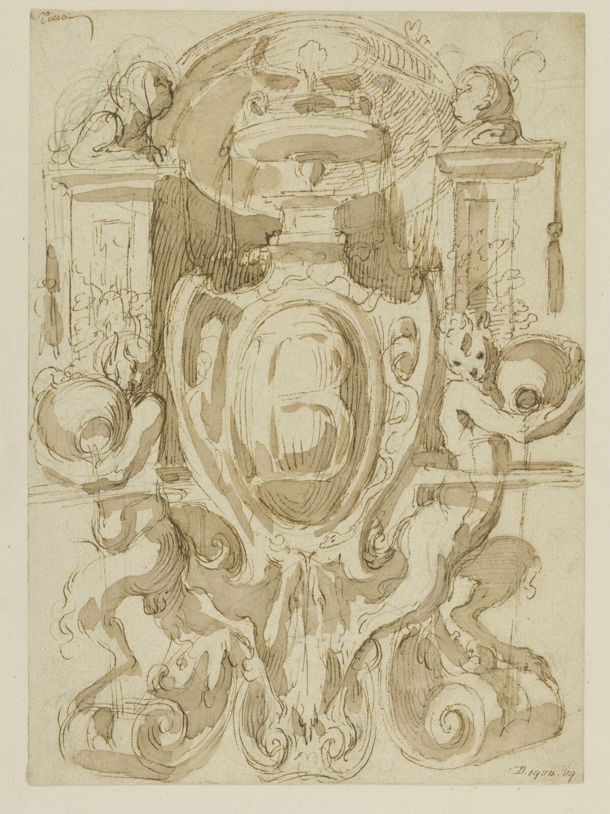 Design for a fountain, attributed to STEFANO DELLA BELLA, 17th century